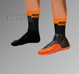 Socks To Match Jordan 12 Brilliant Orange - Two Tone