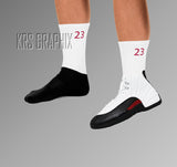 Socks To Match Jordan 12 Cherry and Jordan 12 Red Taxi  - 23'S - White
