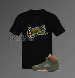 T-Shirt To Match Jordan 5 Green Olive - Fighter Bomber