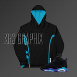 Full Print Hoodie To Match Jordan 6 Aqua - Colorful Jagged Insert