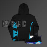 Full Print Hoodie To Match Jordan 6 Aqua - Colorful Jagged Insert