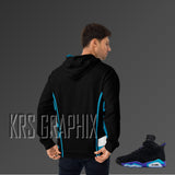 Full Print Hoodie To Match Jordan 6 Aqua - Colorful Jagged Insert