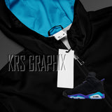 Zip Hoodie To Match Jordan 6 Aqua - Colorful Jagged Insert