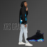 Zip Hoodie To Match Jordan 6 Aqua - Colorful Jagged Insert