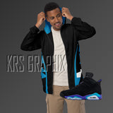 Zip Hoodie To Match Jordan 6 Aqua - Colorful Jagged Insert