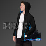 Zip Hoodie To Match Jordan 6 Aqua - Colorful Jagged Insert