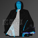 Zip Hoodie To Match Jordan 6 Aqua - Colorful Jagged Insert