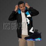 Zip Hoodie To Match Jordan 6 Aqua - Jagged
