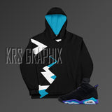 Full Print Hoodie To Match Jordan 6 Aqua - Jagged