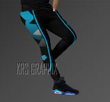 Joggers To Match Jordan 6 Aqua - Colorful Jagged Insert