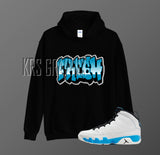 Hoodie To Match Jordan 9 Powder Blue - Fresh Graffiti Style