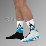 Socks To Match Jordan 9 Powder Blue - Flames
