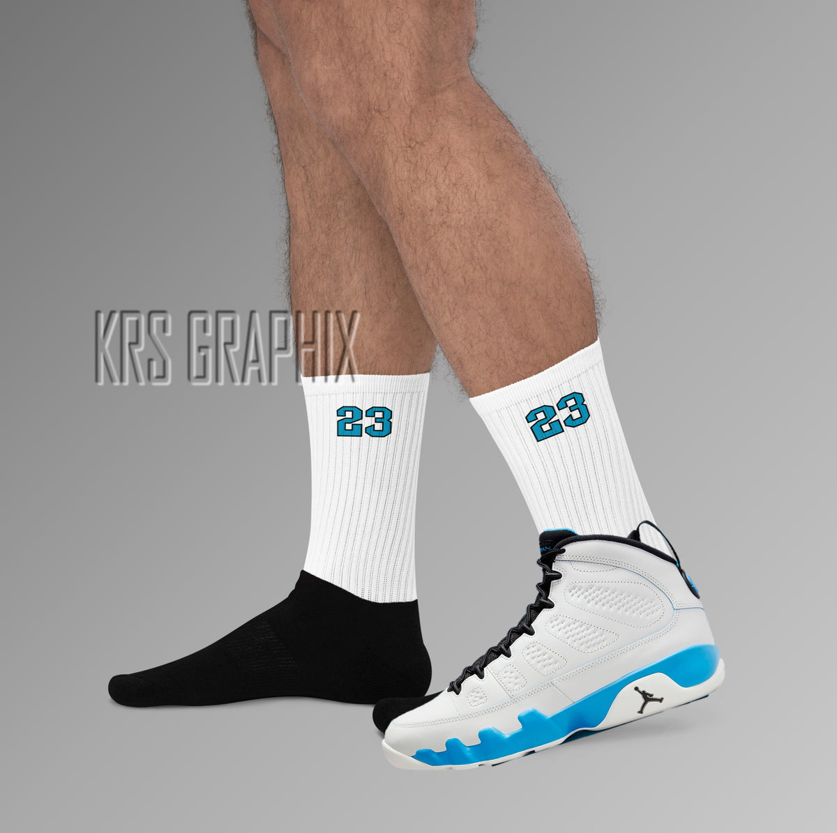 jordan 9 university blue on feet