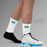Socks To Match Jordan 9 Powder Blue - White 23