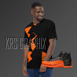 Full Print Shirt To Match Jordan 12 Brilliant Orange - Jagged