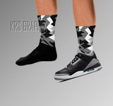 Socks To Match Jordan 3 Black Cement & Reimagined - Jagged