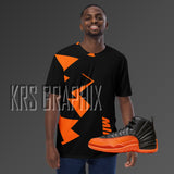 Full Print Shirt To Match Jordan 12 Brilliant Orange - Jagged