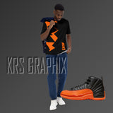 Full Print Shirt To Match Jordan 12 Brilliant Orange - Jagged