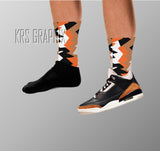 Jordan 3 Retro Desert Elephant  Socks - Matching Desert Elephant 3 Socks - Desert Elephant 3 Retro Socks - Breathable Running Socks Gift
