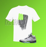T-Shirt To Match Jordan 5 Green Bean - American Flag