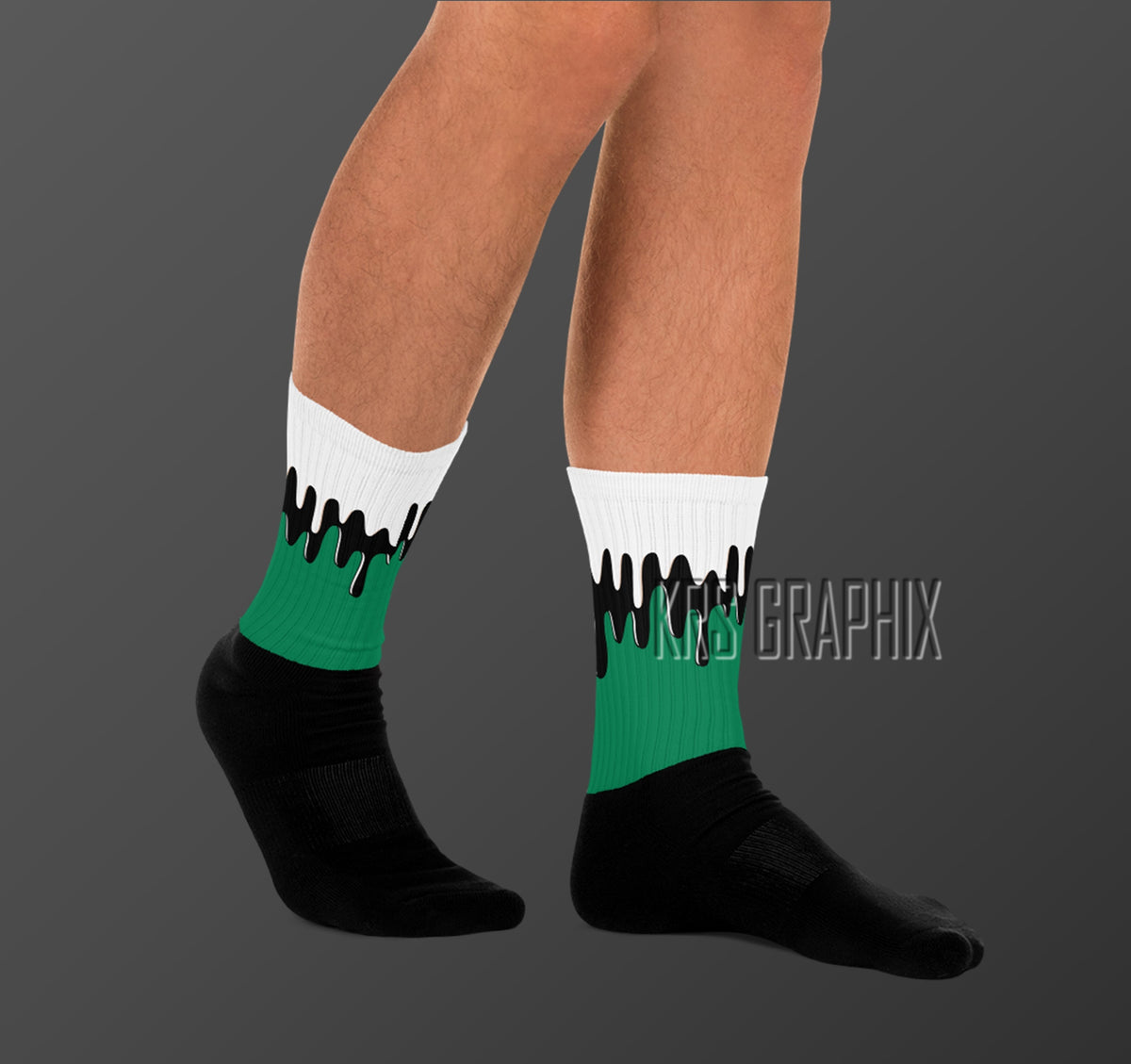 Socks To Match Jordan 1 Lucky Green Dripping KRS Graphix