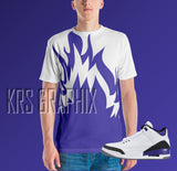 Full Print Dark Iris 3 Shirt To Match Jordan Dark Iris 3 Retro | Dark Iris 3 Shirt | Jordan 3 Shirt