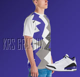 Full Print Dark Iris 3 Shirt To Match Jordan Dark Iris 3 Retro | Dark Iris 3 Shirt | Jordan 3 Shirt