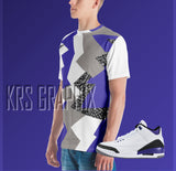 Full Print Dark Iris 3 Shirt To Match Jordan Dark Iris 3 Retro | Dark Iris 3 Shirt | Jordan 3 Shirt