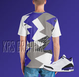 Full Print Dark Iris 3 Shirt To Match Jordan Dark Iris 3 Retro | Dark Iris 3 Shirt | Jordan 3 Shirt