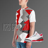 Full Print Shirt To Match Jordan Fire Red 3s Retro