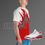 Full Print Shirt To Match Jordan Fire Red 3s Retro