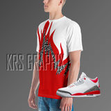 Full Print Shirt To Match Jordan Fire Red 3s Retro