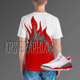 Full Print Shirt To Match Jordan Fire Red 3s Retro