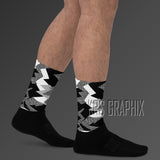 Socks To Match Jordan 3 Black Cement & Reimagined - Jagged