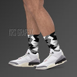Socks To Match Jordan 3 Black Cement & Reimagined - Jagged