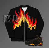 Jordan 7 Citrus 7s Bomber | Citrus 7s Jacket | Jordan Sneaker Match Jacket Flames