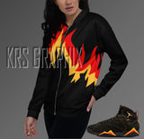 Jordan 7 Citrus 7s Bomber | Citrus 7s Jacket | Jordan Sneaker Match Jacket Flames