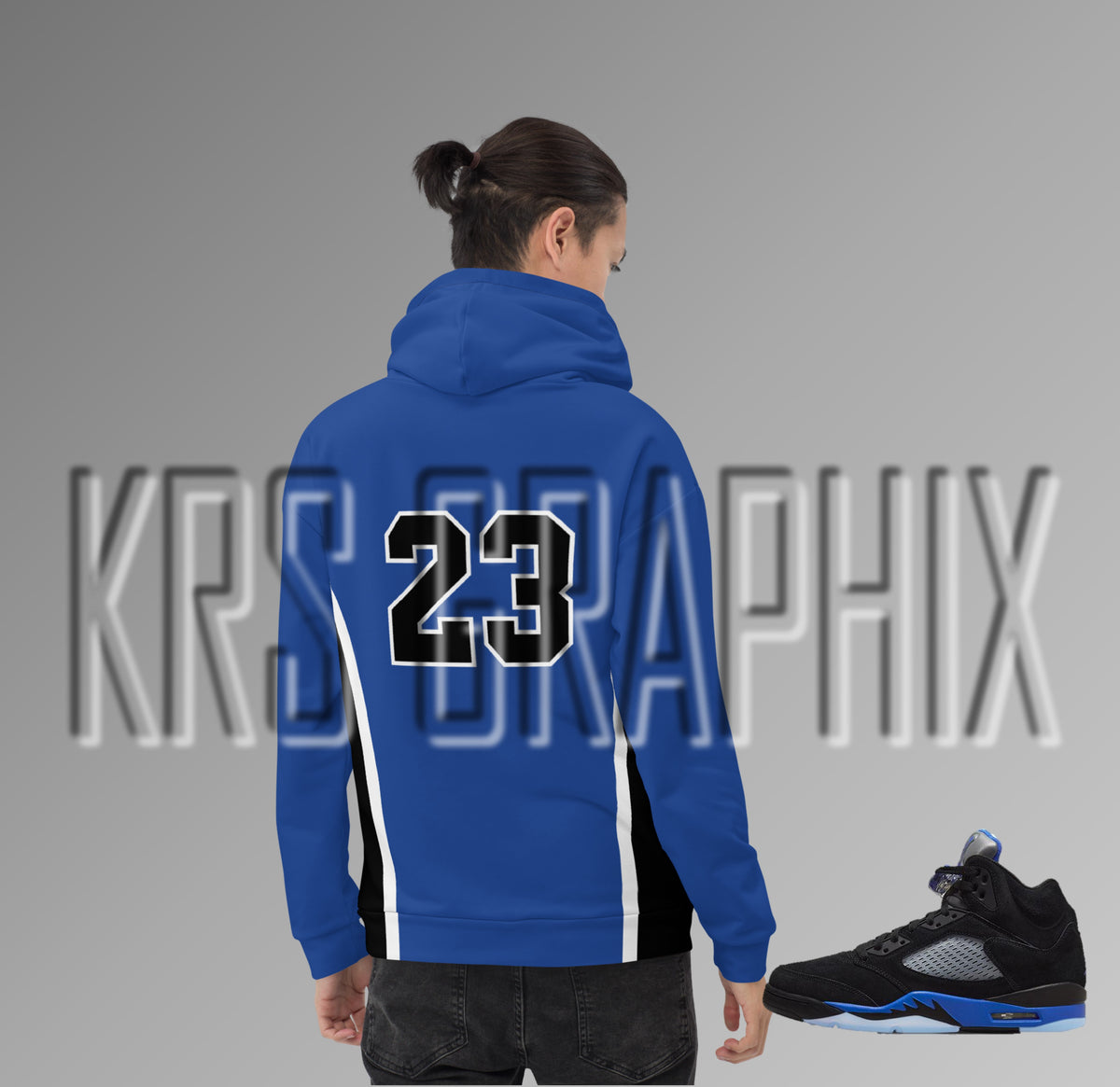 Racer Blue 5s All Over Print Hoodie KRS Graphix