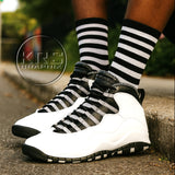 Socks To Match Jordan 10 Steel - Steel Stripes