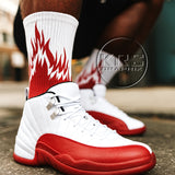 Socks To Match Jordan 12 Cherry - Flames