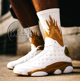Socks To Match Jordan 13 Wheat - Flames