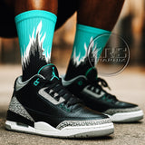 Socks To Match Jordan 3 Green Glow - Flames