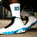Socks To Match Jordan 9 Powder Blue - White 23