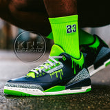 Socks To Match Jordan 3 Doernbecher Hugo - Green 23'S
