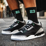 Socks To Match Jordan 3 Green Glow - Black 23