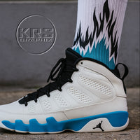 Socks To Match Jordan 9 Powder Blue - Flames