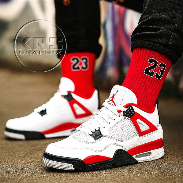 Socks To Match Jordan 4 Red Cement - 23'S - Red