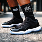 Black Socks To Match Jordan 11 Gratitude & Space Jam Lows - Black 23