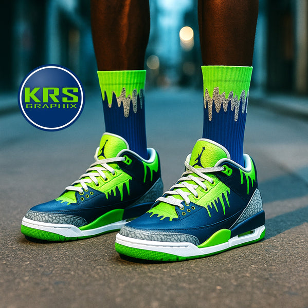 Socks To Match Jordan 3 Doernbecher Hugo - Dripping