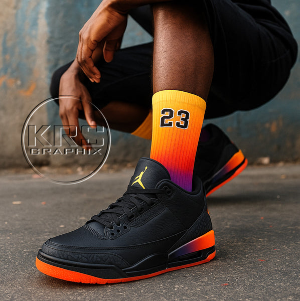 Socks To Match Jordan 3 Balvin Rio - Sunset